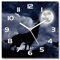 Tulup Glasuhr - 30x30cm - weißen Zeigern - Wanduhr Wandkunst Bild Gehärtetem Glas Uhr Echtglas Küche Wohnzimmer - Heulender Wolf Vollmond