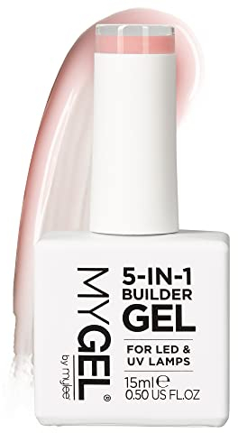 Mylee 5-in-1 Aufbaugel (15ml) - UV LED Builder Gel für Starke und Schöne Gelnägel, auch Geeignet als Nagelkleber oder zum Fixieren von Nagelfolie und Strasssteinen (Peach)
