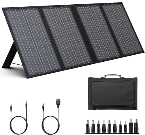 Panneaux solaires portables de 60 W, chargeur de panneau solaire pliable pour générateur solaire de 100 à 500 W, avec béquilles réglables, sortie DC 18 V, ports USB 3.0 et de type C pour camping,