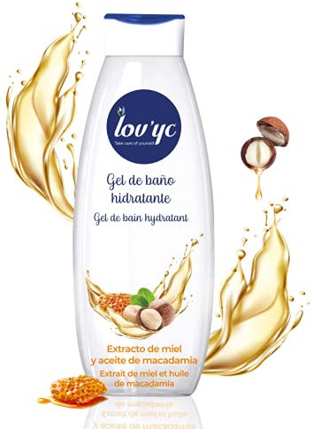 Lov'yc Gel De Baño Y Ducha Hidratante Con Y Nuez De Macadamia, Miel, 750 Mililitro