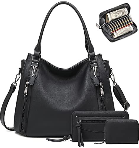 Lapsting Hobo Taschen für Damen, Handtaschen, Boho Schultertaschen, Crossbody-Taschen aus Kunstleder., 3PCS 14inch-18inch