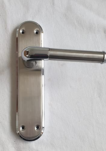 Door Handles Interior Lever Latch Marina Deluxe Sleek Modern Duo Two Tone (Polished Chrome/Satin Nickle)