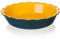 Sweejar Home Moule à gâteau rond en céramique, 26 cm, pour dîner, anti-adhésif, avec bord ondulé doux, pour tarte aux pommes, tartes à la citrouille, gâteau en pot (bleu/jaune)