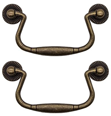 Fuxxer - Lot de 2 tiroirs antiques pliables - Design en fer bronze - Pour portes coulissantes, armoires, commodes, cuisines, buffets, coffres etc. - Vintage maison de campagne rétro, 99 x 50 mm