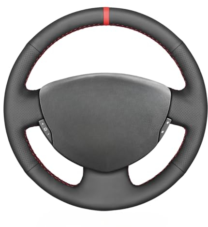 MEWANT Lenkradbezug für Renault Clio 2 / für Twingo 2 / für Dacia Sandero DIY Hand Nähen Lenkradhülle aus Echtleder Lenkradschoner