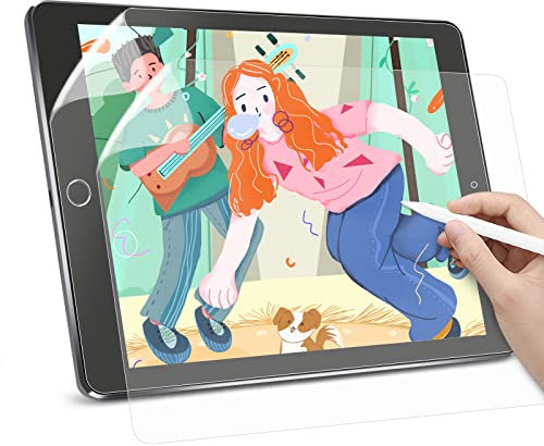 Hiins 2 Pack Paper Matte Protective Film Compatible with iPad 9/8/7 (Model 2021/2020/2019, 9th / 8th / 7th Generation) 10.2 inch, anti-glare writing film for drawing, writing.