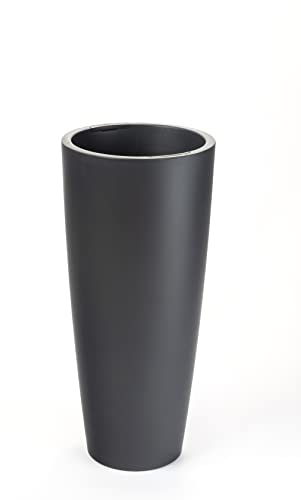 wonido Blumentopf/Pflanztopf, Höhe 70 cm, Ø 36, anthrazit, matt, 16 l Inhalt, mit herausnehmbarem Pflanz-Einsatz, für Innen und Außen, aus hochwertigem Polypropylen