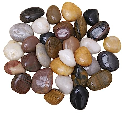 2.86lb Natural River Rocks Decorative Pebbles Polished Smooth Surface Colorful Original Stones Home Decoration Decorative Rocks For Landscaping Vase Flower Pots Fish Tanks Succulents 1-3cm