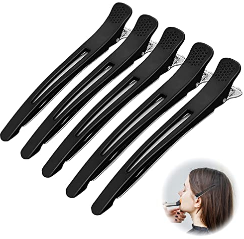 Krokodil HaarKlammern 5 Stücke, Schwarz Haarklammern Friseurbedarf, Karte Hair-Clips Abteilklammern, Professionelle Salon-Haarnadeln, Hair-Clips Combi aus Kunststoff, Schwarz.