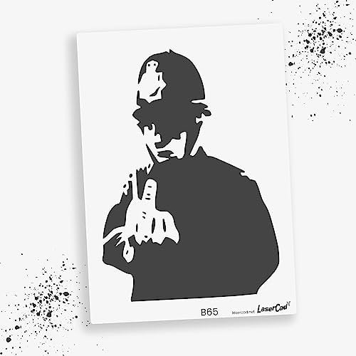 LaserCad Schablonen BANKSY Streetart (B065, Rude Copper, DIN A2) Stencil für Graffiti, Airbrush, Kunst, Deko, zum Malen