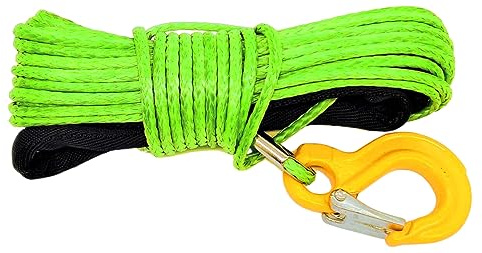 Synthetisches Windenseil Fluo-Grün AIR103 mit Haken 2,9t 5mm Windenseilkabel Zugseil Kunststoffseil Seilwinde Seil für Offroad, ATV, UTV, SUV, LKW, Boote