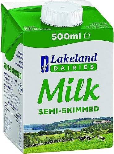 Lakkeland Dairies Semi-Skimmed Milk | 24 Pack of 500ml | Long Life | Delicious & High in Protein