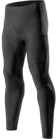 Santic Winter Fahrradhose Lang Herren Radlerhose Radhose Fleece Thermo Legging Radsport Lange Hosen Winddicht Reflektierend Elastische Sitzpolster Schwarz XXL