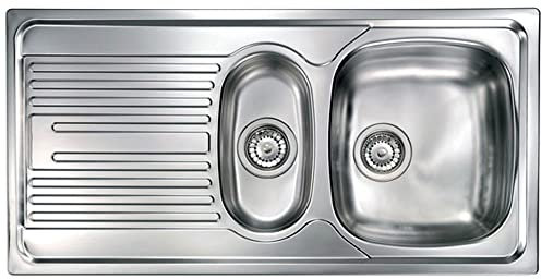 Yellowshop - ATLANTIC Lavello incasso acciaio inox piano dx o sx cm 100x50 con sifone e piletta (Piano a Sx)