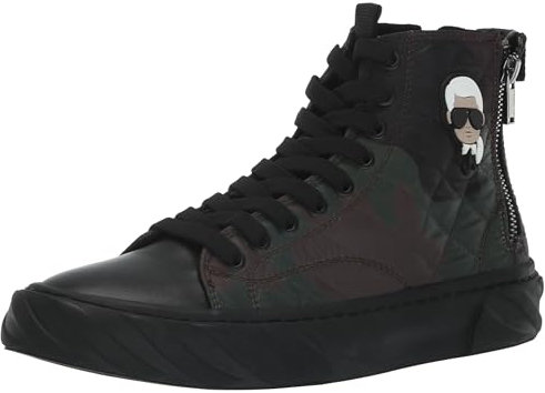 Karl Lagerfeld Paris Herren Double Back Zip Quilted Camo High Top Sneaker, schwarz/braun, 47 EU