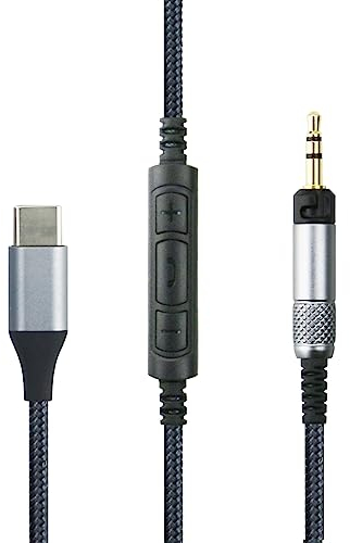 Cavo audio USB-C, compatibile con audio Technica ATH-M50x ATH-M40x ATH-M70x ATH-M60X, microfono con telecomando compatibile con iPhone 15/15 Plus/15 Pro, compatibile con iPad 10/9/Pro/Air/mini
