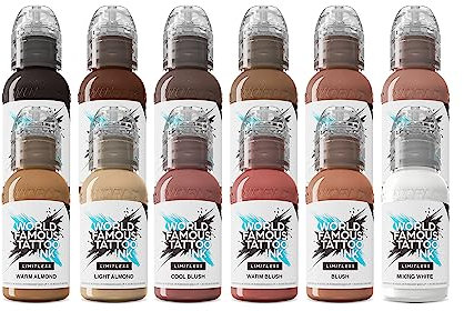 World Famous Tattoo Ink Limitless - Pink Ribbon Set - 16 Count Professional Tattoo Inks - Skin-Safe Permanent Tattooing in Bold Shades - Vegan & Non-Toxic (0.5 fl oz each)