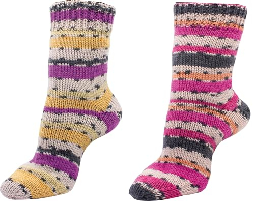 Sockenwolle 6-fach – 2x150gr Set -Kartopu Strumpfwolle - 6fädiges Strumpfgarn in Premiumqualität – 375m-Lauflänge pro Knaul – Ökotexzertifiziert Made in Europe Set (Stripes)