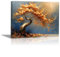 JOSUE Tableau Toile Arbre De Vie Paysage abstrait Tableau Decoration Sur Toile,Or, gris Peinture Art Moderne Artistique Salon Decoration Murale- 40x60cm Encadrée