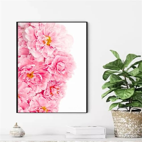 Diamond Art Kit for Adults,5D Pink Flower Peony Diamond Painting Kits DIY Crystal Rhinestone Embroidery Cross Stitch Full Drill Art Craft Painting Picture Home Wall Decor Gifts Round Drill,60x80cm