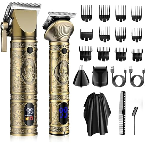Duxsmei Haarschneidemaschine Profi Barttrimmer Nasenhaartrimmer, Herren Wiederaufladbar Elektrisch T-Blade Präzisionstrimmer kabelloser Herrenhaartrimmer,Mens Grooming Kit