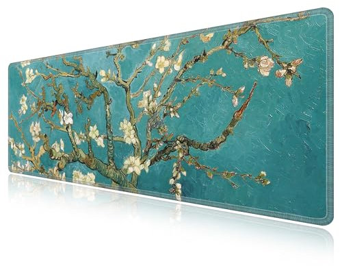 LL-COEUR Tapis de Souris Speed Gaming à Motif 80x30x0,3cm, Large Sous Main de Table Déco Bureau avec Bords Surpiqués pour PC (800x300x3mm, Abricot)