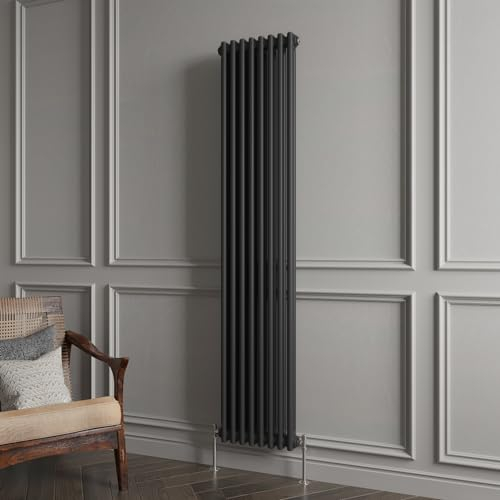 Huibathroom 1800x380mm Tall Black Cast Iron Vertical Double Column Traditional Central Heating Horizontal Radiators