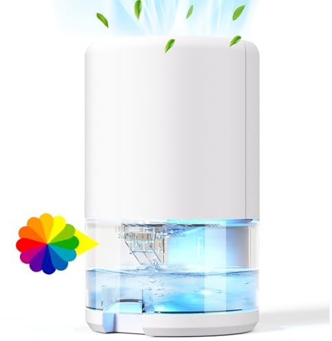 Guong Dehumidifiers for Home, 1000ml Dehumidifier for Bedroom, Auto Off RGB Lights Electric Dehumidifier, Portable Ultra Quiet for Drying Clothes, Wardrobe, Bathroom