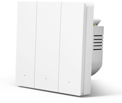 MVAVA Interruptor pared Inteligente,WIFI Interruptores de Luz Con Mate,Compatible con Alexa/Tuya/Smart Life,Requiere Cable Neutro,3 Gang 1 vía,86mm Blanco