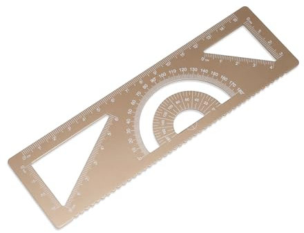 Zotemo Metall-Lineal, 4 in 1 Multifunktions-Lineal, gerades Lineal, Dreieckslineal, Winkelmesser, Geometrie-Lineal, Messwerkzeuge für Schule und Bürobedarf (15,2 cm, Gold)