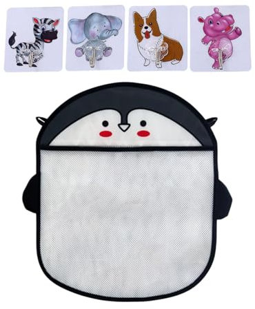 KGDUYC badewannenspielzeug aufbewahrung -badespielzeug aufbewahrung， Pinguin Badespielzeug-Netz, hygienische Aufbewahrung für Badewannenspielzeug, Wannenablage，Kommt mit 4 stanzfreien Haken