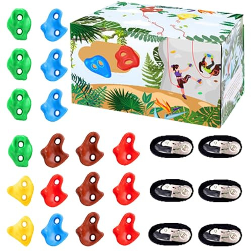 Kletterwandgriffe, Klettergriffe | 18 x Baumkletterhalterungen in Nasen-Form für Wände, Kletterwand für den Innenbereich, inklusive Montagematerial zum Spielen auf einem Spielplatz