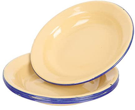 Ciieeo 4pcs Vintage Enamel Plates Flat Edges Snacks Serving Plates for Restaurant Use Food Serving Dishes