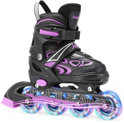 Inline Skates Kinder Verstellbar für Mädchen Jungen, Rollschuhe inliner Skates mit Leuchtenden Radern bis zu 4 Größen verstellbar Rollerskates (S (EU 28-32))