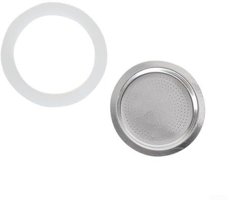Silikon-Dichtung für Ring, Ersatzdichtung, Unterlegscheibe und Filter, für Kaffee, Espresso, Moka, Herdtopf, oberer Silikongummi (2 Tassen + Sieb)