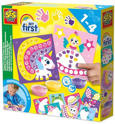 Ses Creative 14446 Mon Premier - Peinture aux Doigts Figures Fantaisie - 10 Cartes de Peinture aux Doigts aux Motifs Fantaisie