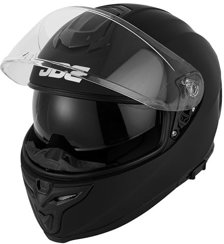 JDC Motorradhelm Full Face - Einziehbares Doppelvisier ECE 22.06 - Sabre - Mattschwarz - L