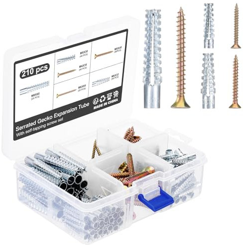 Knpwer 210 Pcs Pince Cheville Molly Moly Placo a Metalique, Expansion pour Placoplâtre Gypsum Gips, Cheville Parapluie Métallique,Excellent kit d'ancrage Mural Creux