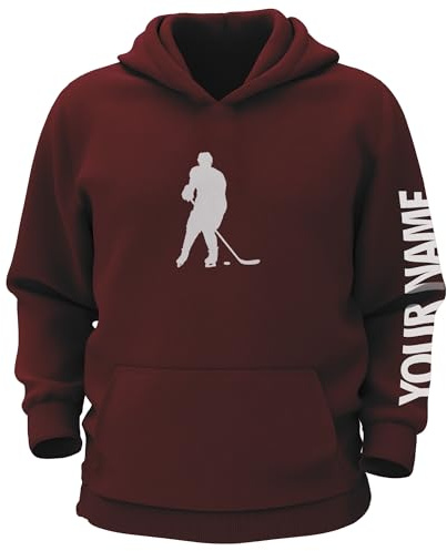 Print Cartel Ice Hockey Sweater for Kids Sports Sweatshirt Ugly Hoodie for Boys and Girls customizable Ice Hockey Kids Hoodie, 3-4 Years, Maroon