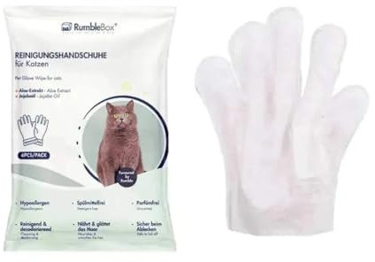 RumbleBox Lingettes humides pour chats et chiens, gants pour animaux de compagnie, toilettage doux, nettoyage et massage, idéal pour les chats en plein air, nettoyage précis avec forme de gant