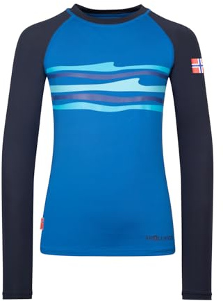 Trollkids Kids Haukland Shirt 110, Navy/Glow Blue