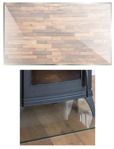 TMK ArtDeko Transparente Glasbodenplatte für Kaminöfen – Rechteckige Funkenschutzplatte aus ESG-Sicherheitsglas - 70x52 cm