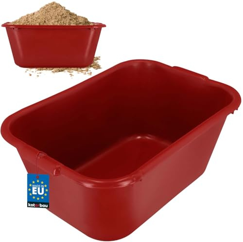 KOTARBAU® Mörtelkübel eckig 55 L Rot Kunststoff Mörtelwanne Mörtelkasten Speißkübel Baukübel Baueimer Mörteleimer Speisfass eckig Maurerkübel Pflanzwanne