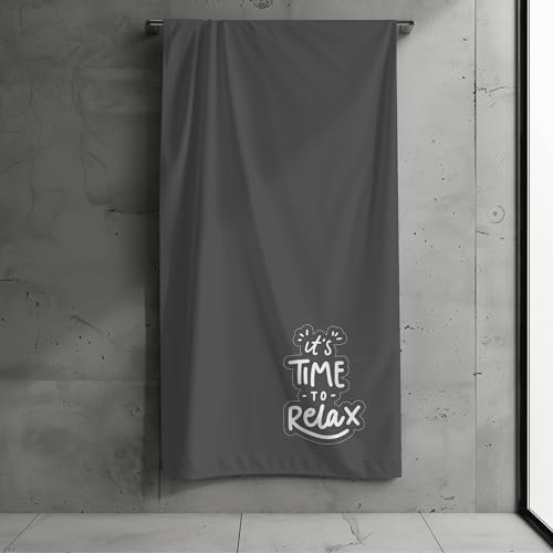 MTOnlinehandel Strandtuch XXL 100x200 cm – Weiches & Saugfähiges Badetuch Relax-Design grau anthrazit – Baumwolle & Mikrofaser Mix – Schnelltrocknend – Perfekt für Strand