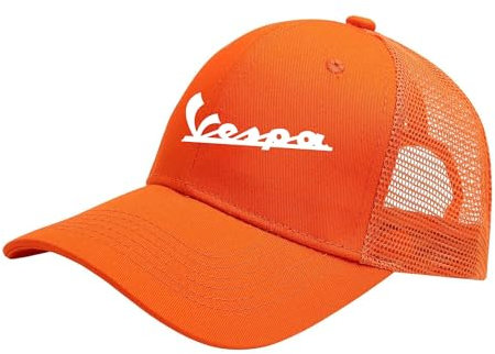 QATOBI Hut Basecap Herren V.e.s.p.a,Freizeit Retro Unisex Einstellbare Hut,Unisex Kappe Baseboard Baseballkappen Mütze, Panel Cap(Orange)