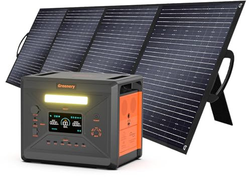 Greenery G2500 2500 W Centrale Elettrica Portatile, Batteria di Backup LiFePO4 da 2304 Wh, con Pannello Solare da 400 W, Presa CA, CC, ad energia solare, Adatta per Camper e Viaggi All'aperto