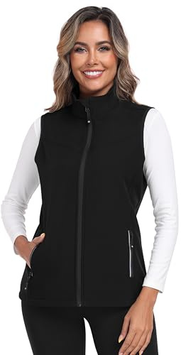 MoFiz Softshellweste Damen Weste Outdoor Fleece Laufweste Ärmellose Jacke | Wasserdichte Trekking Wander Sports Leichte Weste Fahrrad Damen,Thermo jacke