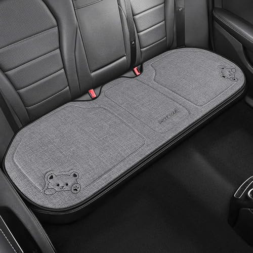 Naapesi Auto Sitzauflagen aus Reinem Leinen, Sitzauflagen Vordersitze, Autositz Auflage mit Cartoon-Bären, Anti Rutsch Sitzkissen Auto Vordersitze, Sitzkissen für Autositz, SUV (Grau,132x50cm)