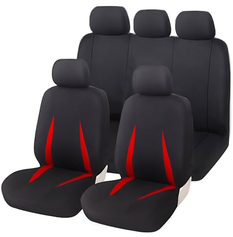 Rumplex Sitzbezüge Schonbezug Sitzauflage Sitzschoner Für Ford Fiesta Focus Fusion B-Max C-Max Galaxy Ka Kuga Mondeo Puma S-Max (Rot)