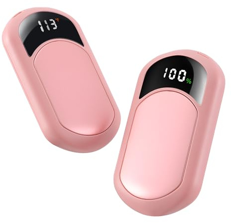 Handwärmer Elektrisch 2-Pack, Elektrische Tragbarer Wiederaufladbarer USB Handwärmer, 6400mAh Taschenformat 3 Stufen Heizung Ultra Leicht & Dünn für Outdoor Sport Golf Camping Geschenk Frauen, Männer